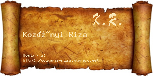 Kozányi Riza névjegykártya