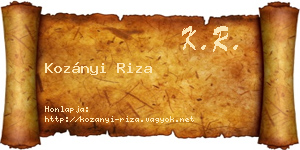 Kozányi Riza névjegykártya